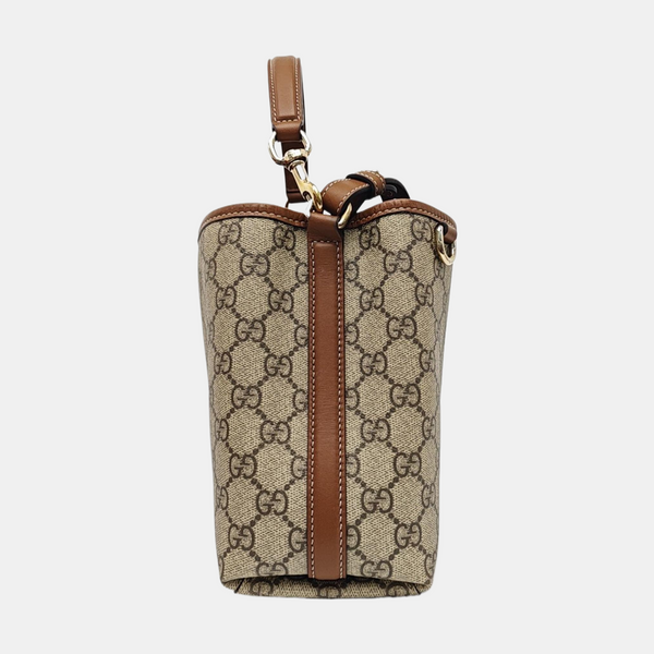 GG Emblem Monogram Coated Canvas Beige