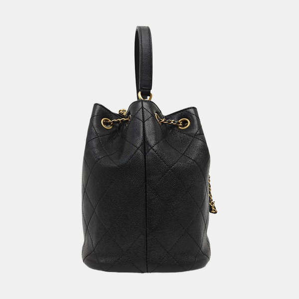 DRAWSTRING Quilted Calfskin Black