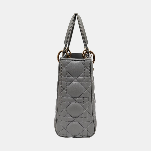 Lady Dior Small Cannage Lambskin Gray