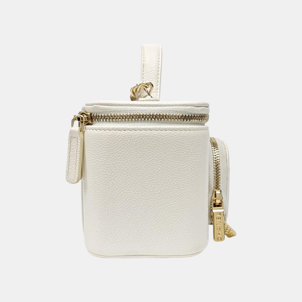 VANITY CASE Medium Quilted Grained Calfskin White