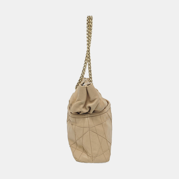 Cannage Calfskin Top Handle Bag Beige