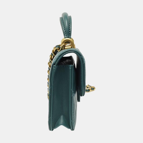 Quilted Lambskin Shoulder Bag Green
