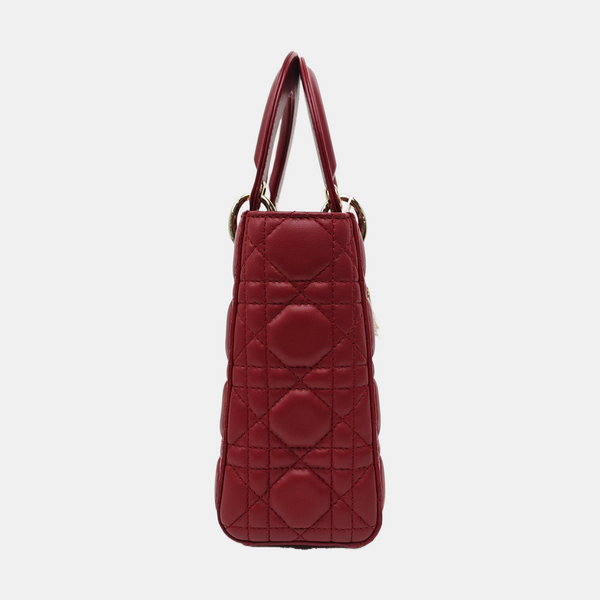Lady Dior Small Cannage Lambskin Red
