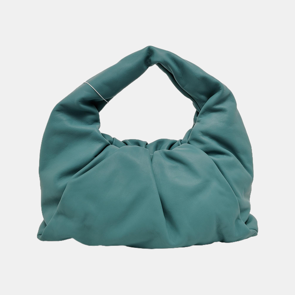 Authenticated pre-owned The Pouch Calfskin Blue - Top Handle Bag at Looply