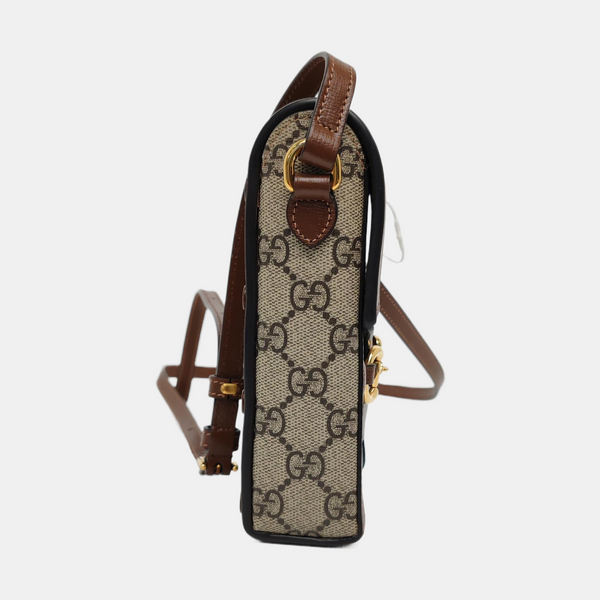 Authenticated pre-owned Horsebit 1955 Mini Coated Canvas Beige - Crossbody Bag at Looply