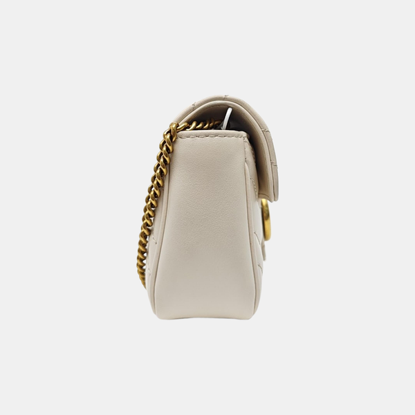 GG Marmont Mini Quilted Calfskin White