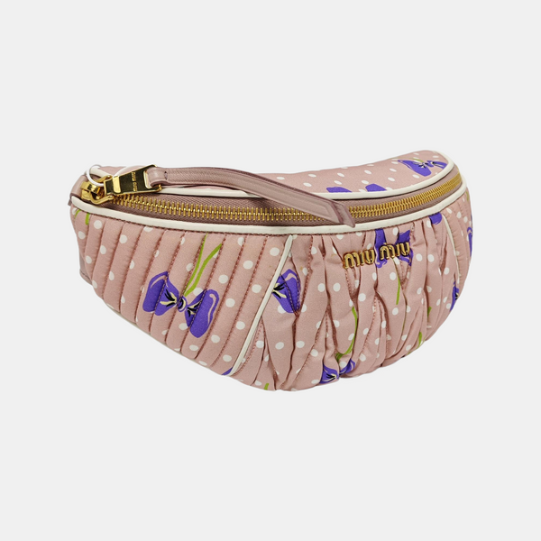 Two-Tone Waist Bag Quilted Fabric Pink