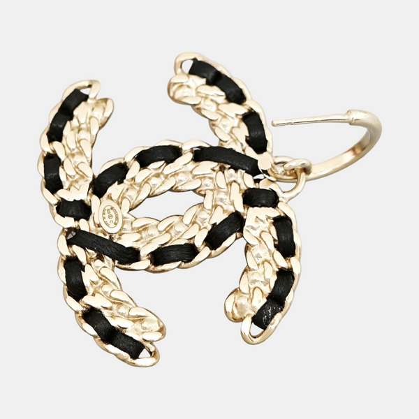 CC Logo Metal Black Earrings