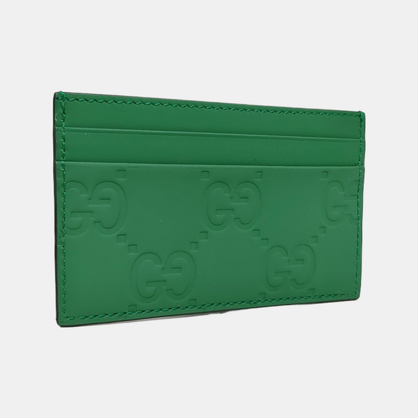 Signature Monogram Calfskin Green Card Holder