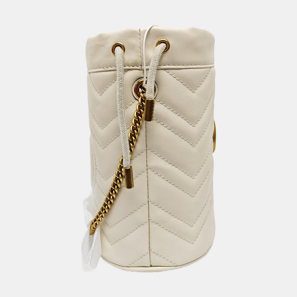 GG Marmont Mini Quilted Calfskin White