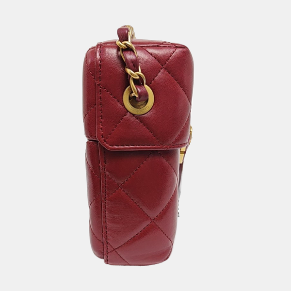 Quilted Lambskin Shoulder Bag Red
