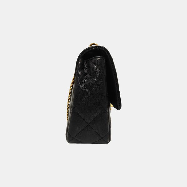 23P Large Quilted Grained Calfskin Black