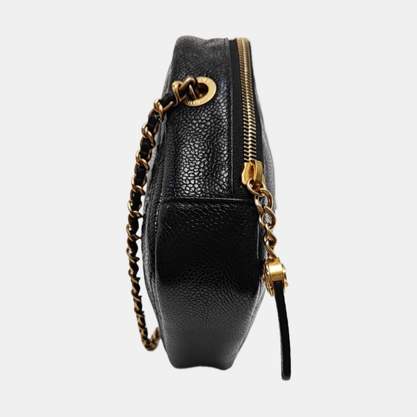 Diamond Quilted Grained Calfskin Black
