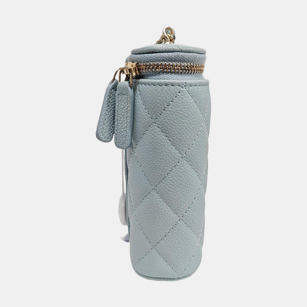 VANITY CASE Quilted Grained Calfskin Blue