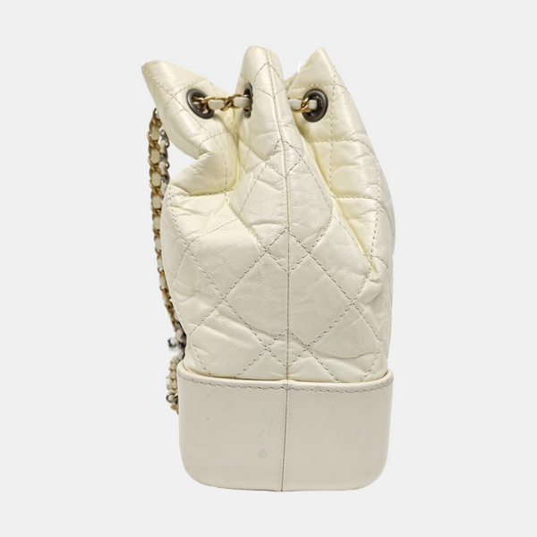 GABRIELLE Small Quilted Calfskin White