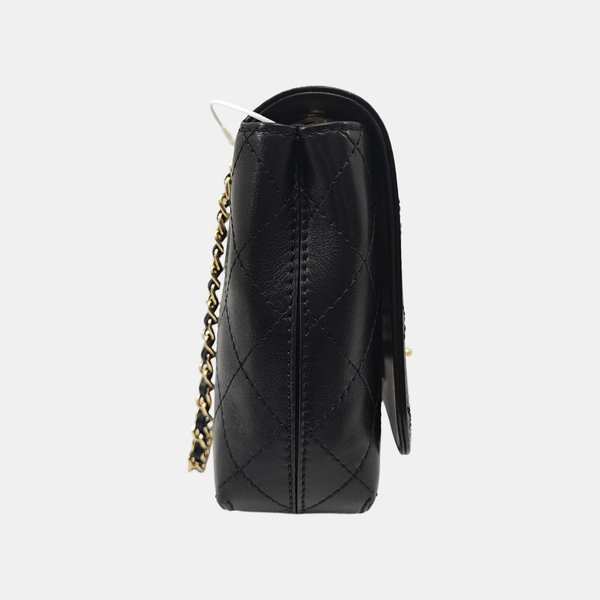 Quilted Calfskin Shoulder Bag Black