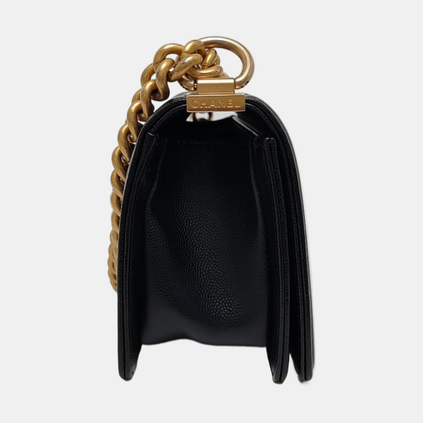 BOY CHANEL Small Quilted Grained Calfskin Black