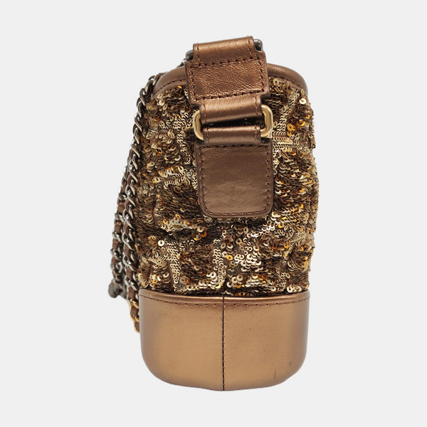 Authenticated pre-owned GABRIELLE Small Sequins Brown - Shoulder Bag at Looply