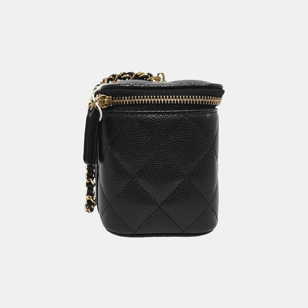 VANITY CASE Small Quilted Grained Calfskin Black