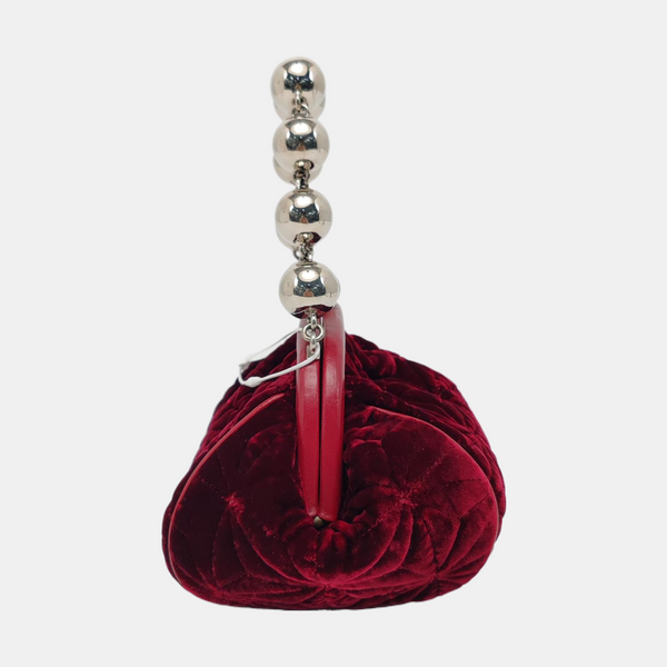 Quilted Fabric Top Handle Bag Red