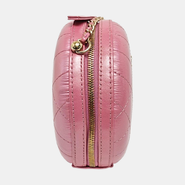 ROUND Quilted Lambskin Pink