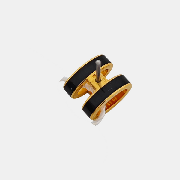 Pop H Metal Black Stud Earrings