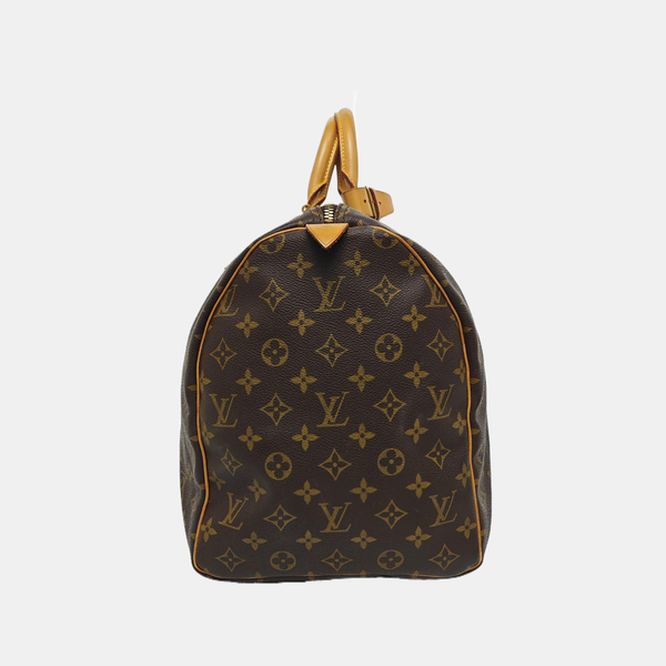 KEEPALL 50 Monogram Coated Canvas Brown