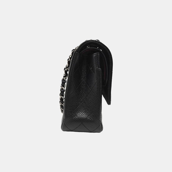 CLASSIC FLAP Small Quilted Grained Calfskin Black