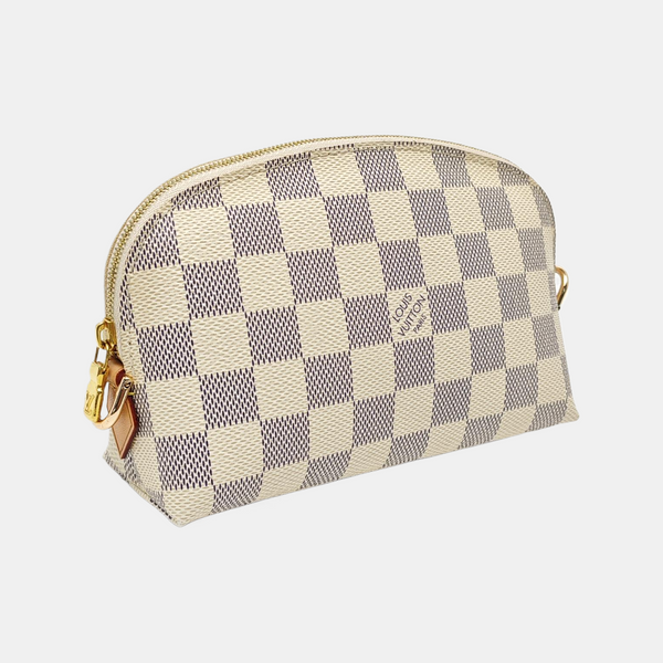 COSMETIC PM Damier Azur Coated Canvas White