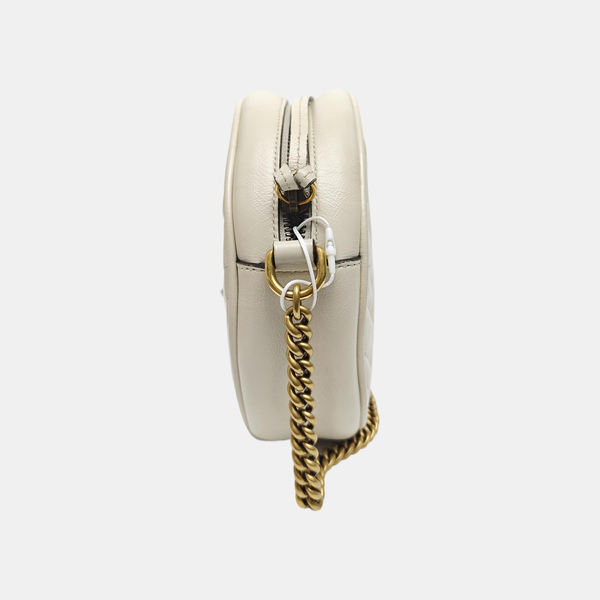 GG Marmont Mini Quilted Calfskin White