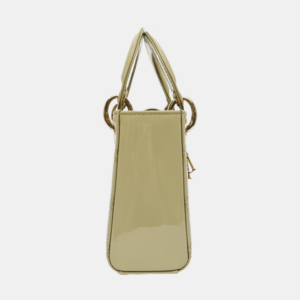 Authenticated pre-owned Lady Dior Cannage Patent Leather Green - Shoulder Bag at Looply