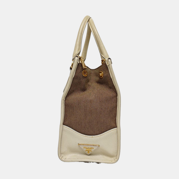 Canvas Top Handle Bag Brown