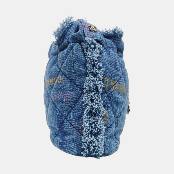 Quilted Denim Shoulder Bag Blue