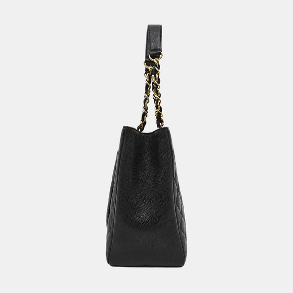 CHANEL GST Large Quilted Grained Calfskin Black