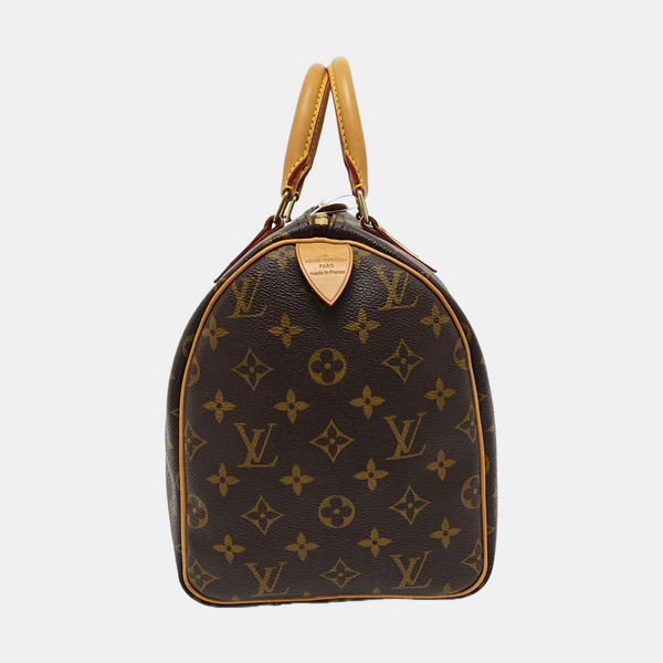 Authenticated pre-owned SPEEDY 30 Monogram Coated Canvas Brown - Top Handle Bag at Looply