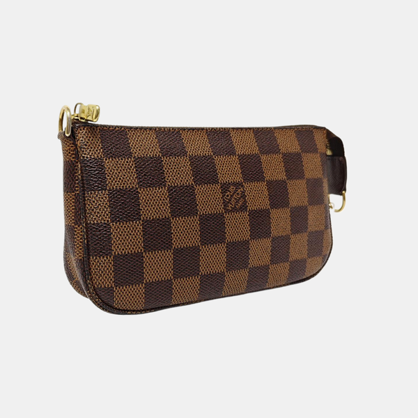 Authenticated pre-owned ACCESSOIRES MM Damier Ebene Coated Canvas Brown - Clutch at Looply