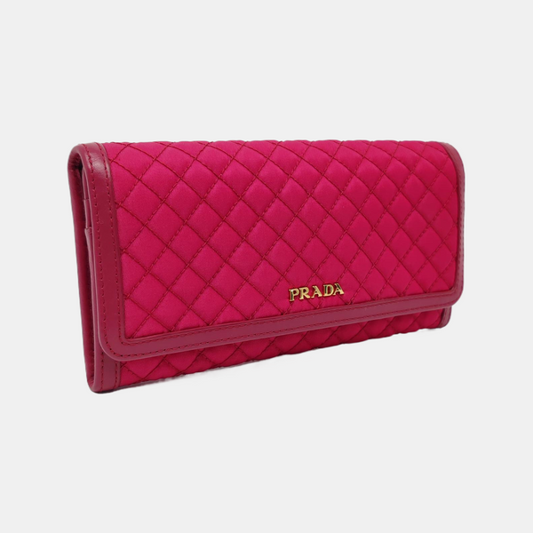 Quilted Nylon Wallet Red