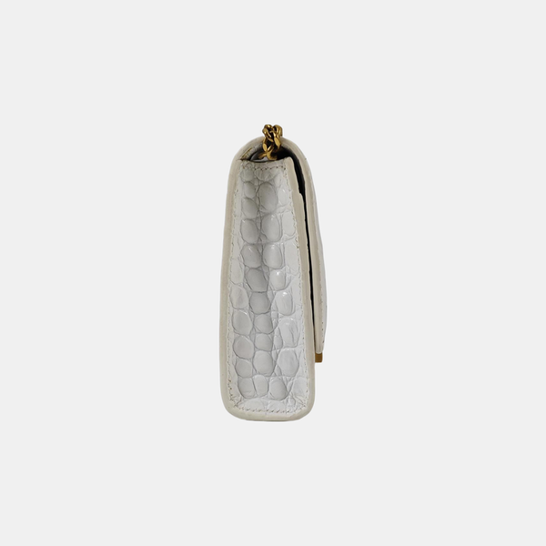 Hourglass Wallet On Chain Mini Calfskin White