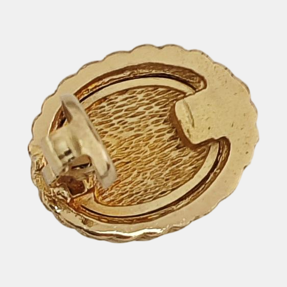 Twist Round Metal Gold Clip On Earrings