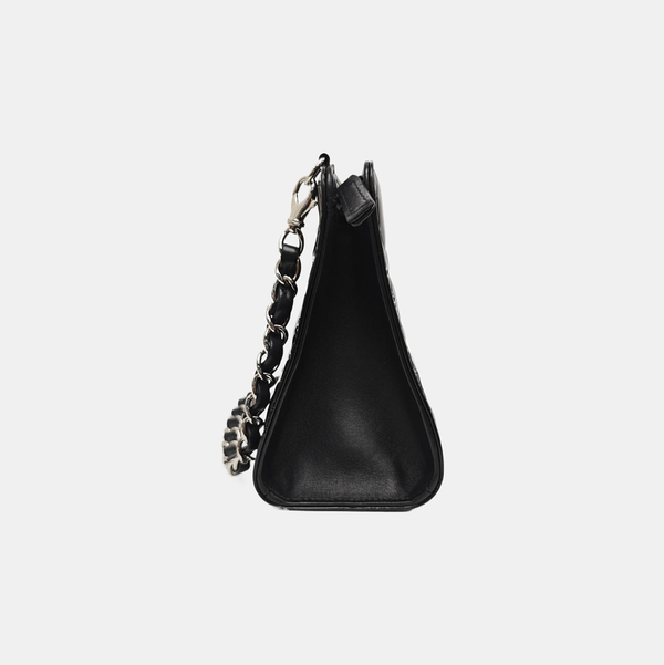 Quilted Patent Leather Tote Bag Black