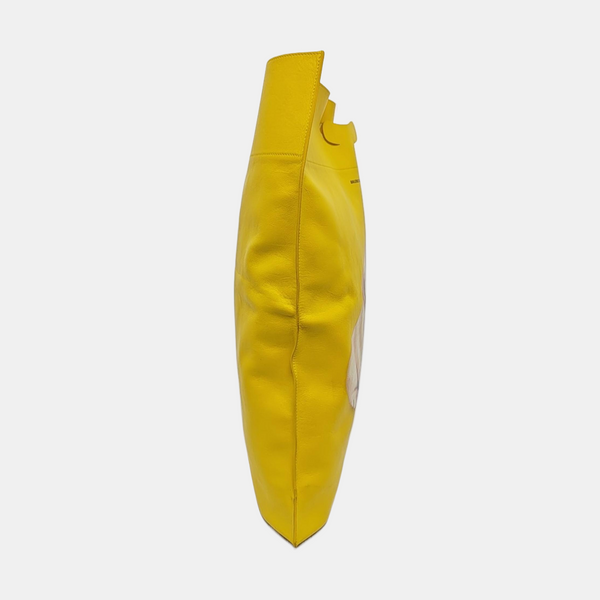 Calfskin Top Handle Bag Medium Yellow