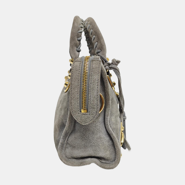 Classic Metallic Edge City Mini Suede Gray