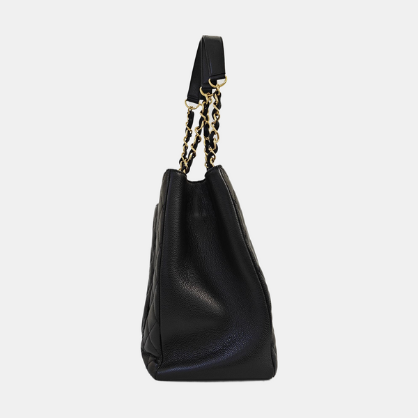 CHANEL GST Extra Large Quilted Grained Calfskin Black