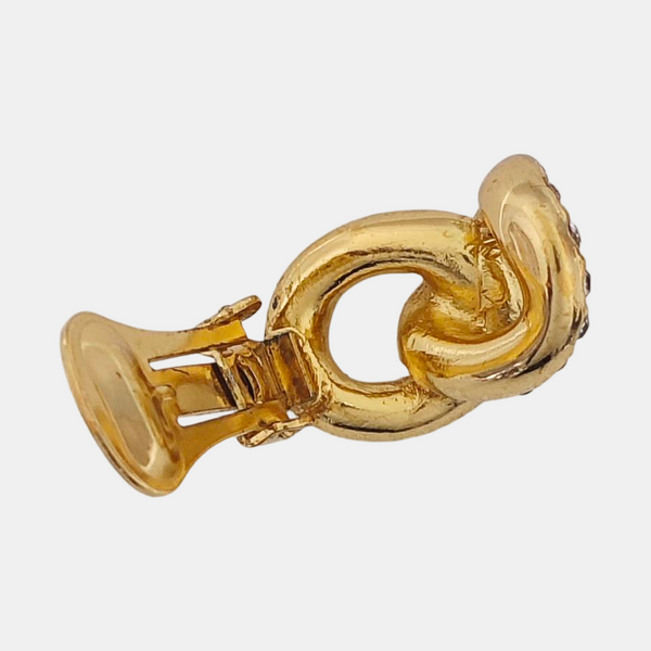 Twist Round Metal Gold Clip On Earrings