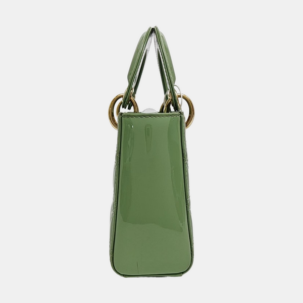 Lady Dior Mini Cannage Patent Leather Green