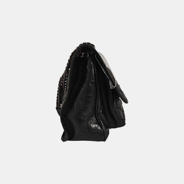 NIKI Medium Chevron Calfskin Black
