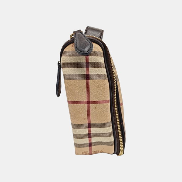 Bolso de lona revestida con asa superior beige