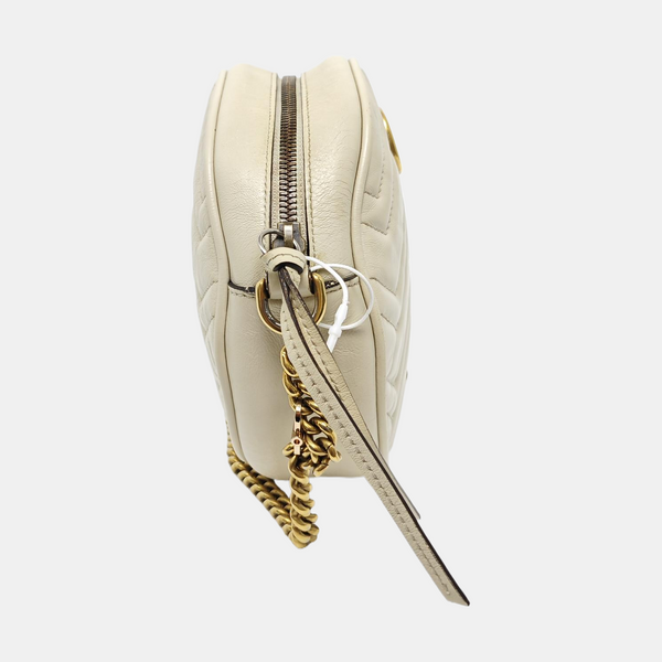 GG Marmont Mini Quilted Calfskin White