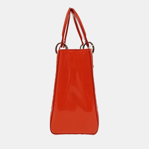 Lady Dior Medium Cannage Patent Leather Orange