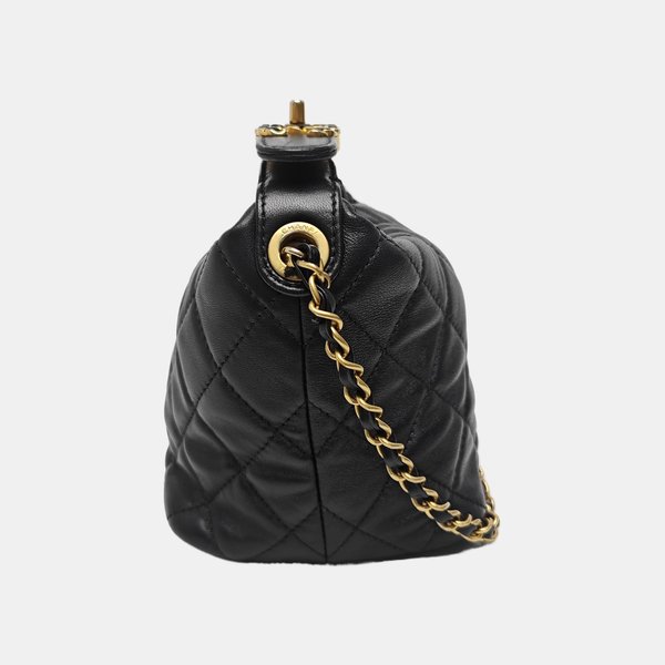 Quilted Lambskin Shoulder Bag Black